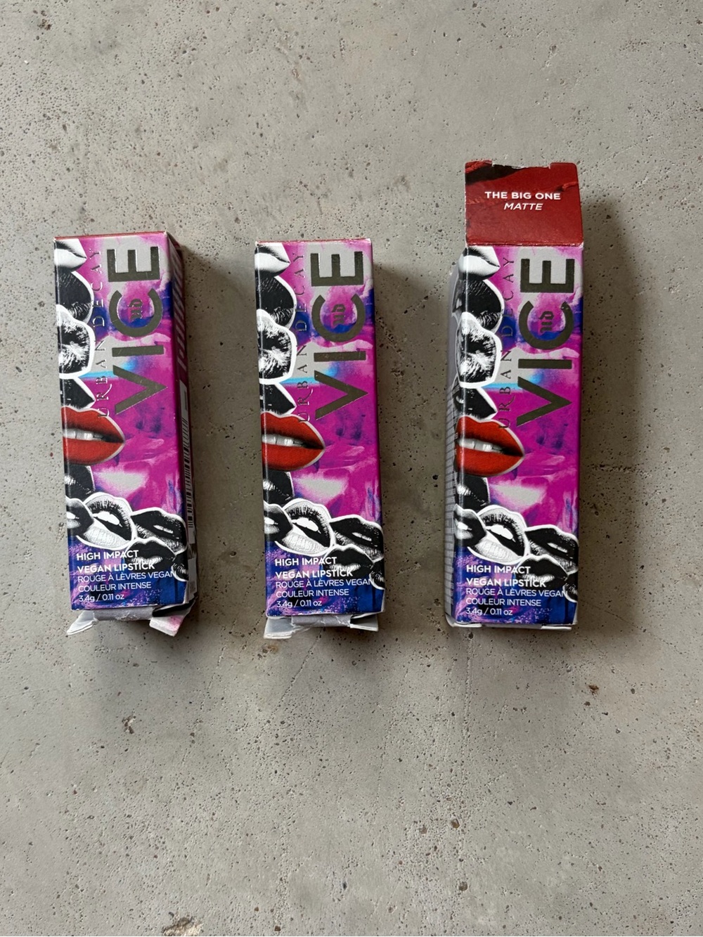 Lot of 3 NIB Urban Decay Vice Lipstick - "The Big One" Matte Red